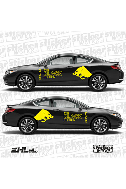 Sticker Works ملصق ريد بول الإصدار الأسود - مجموعة ملصقات جانبية للسيارة