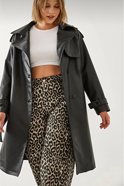 viyan butik Astarlı suni deri trençkot