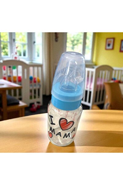 ÇEÇEN HOME (1 ADET) Mavi Çocuklar-Bebekler İçin 125 ML Su-Süt Cam Biberon,Cam Biberon,Biberon