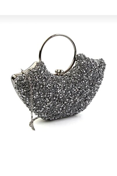 Baykuş Boutique Women's Evening Bag with Hand Grip and Long Chain Strap Night Party Bag