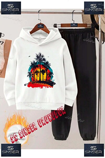 SS SİNSER Παιδικό Unisex Σετ Φόρμας με Κουκούλα με Στάμπα "PALM TREES SUMMER ...