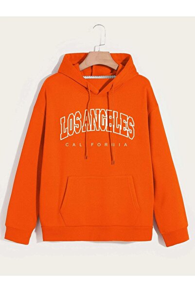 LAPS سويت شيرت بغطاء للرأس كبير الحجم بجيب لوس أنجلوس كانجارو للجنسين