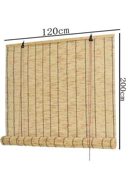 genric FFD Natural Reed Roll Up Shades Hand-Woven Bamboo Blinds for Indoor/Outdoor - Easy to Install 120cm