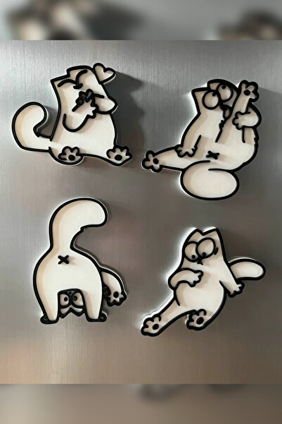 Genç 3D Simon's Cat Magnet | Güçlü Neodyum Mıknatıs | Karışık Renk | Buzdolabı ve Pano İçin Dekoratif Magnet