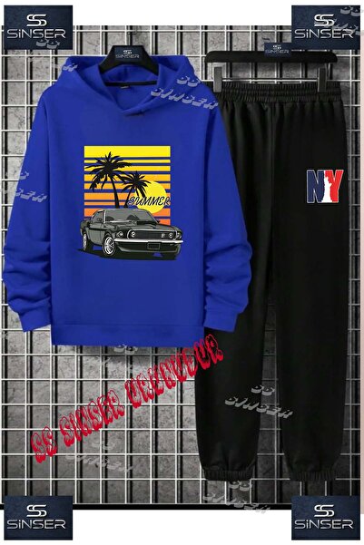 SS SİNSER Set de trening cu hanorac imprimat pentru copii, unisex, „CAR BLACK...