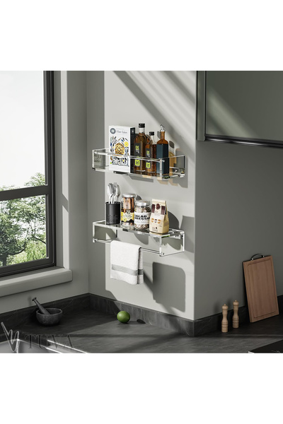 TUVA REKLAM Tuva Flexwall |   Elite Wall Shelf Organizer with Rods | Functional Bathroom & Home |   Tuva New Generation Decoration