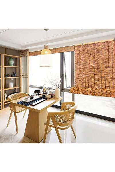 genric FFD Natural Reed Roll Up Shades Hand-Woven Bamboo Blinds for Indoor/Outdoor - Easy to Install 100cm