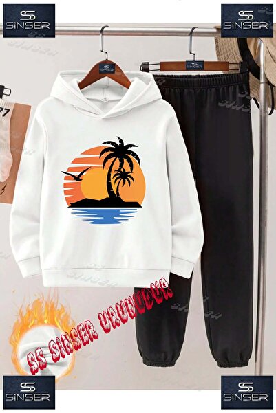 SS SİNSER Παιδικό Unisex Σετ Φούτερ με Κουκούλα και Στάμπα "SAIL GUNES BLACK"