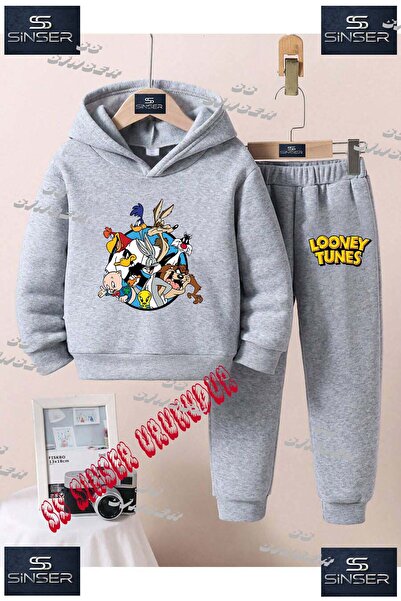 SS SİNSER Παιδικό Unisex Σετ Φούτερ με Κουκούλα με Στάμπα "TUNES CHARACTERS I...