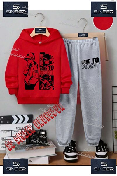 SS SİNSER Παιδικό Unisex Σετ Φούτερ με Κουκούλα και Στάμπα "DARE TO START BLACK"