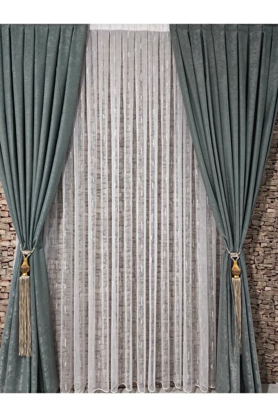 MİR TÜL PERDE MAKARNA DESENLİ GÜMÜŞ SİMLİ AĞIR GREMAJLI ÜTÜ İSTEMEZ