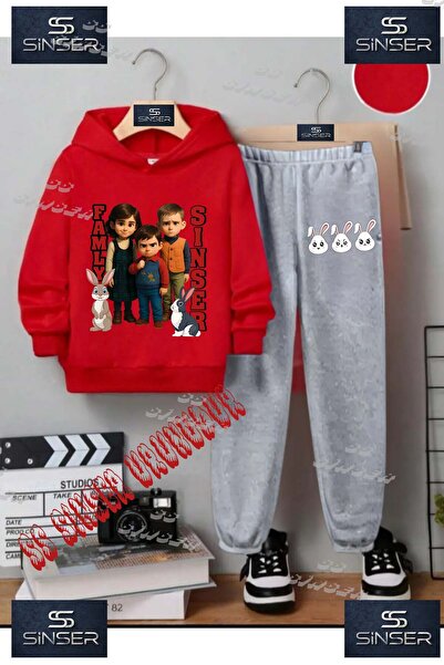 SS SİNSER Παιδικό Unisex Σετ Φούτερ με Κουκούλα και Στάμπα "SINSER YAZILI TAV...