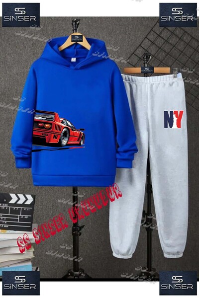 SS SİNSER Детски унисекс спортен екип с качулка и надпис „CAR RED RIGHT SIDE“