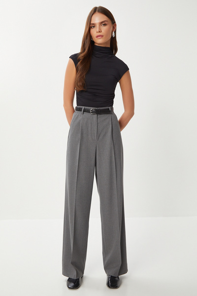 Lovelyİstanbul Pensli Pleated Polyviscon Trousers Lgp0021 Anthracite