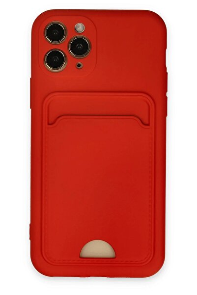 feifei حافظة آيفون 11 برو من السيليكون مع بطاقة عمل كيلفن - أحمر-(5796) - VOANFD3149-9789