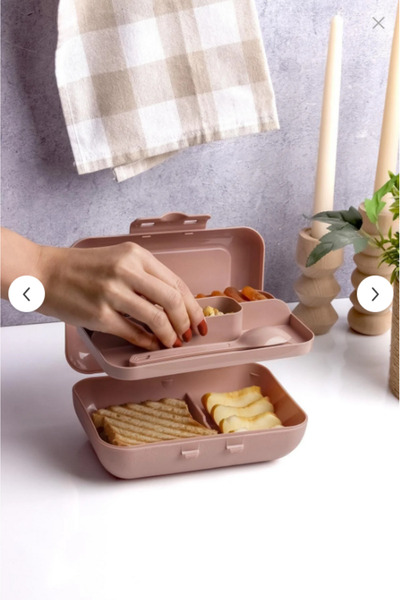 Online Kapında Luxury Powder Lunch Box 2 Layers 5 Compartments Self-Contained Lunch Box with Fork and Spoon