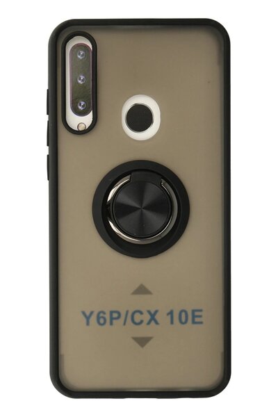 Khayra غطاء سيليكون لهاتف هواوي Y6P مع حلقة مونتريال - أسود-(5796) - ESZAOC2693-4106