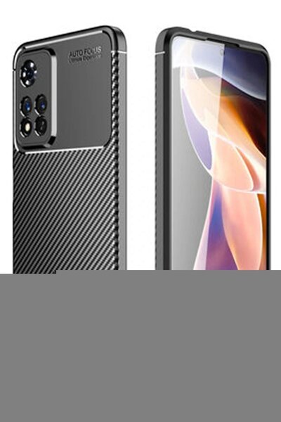 Najmaddin حافظة هاتف شاومي ريدمي نوت 11 برو بلس 5G بغطاء كربوني مع تركيز تلقائي - أسود-(5796) - najmaddin8086-350