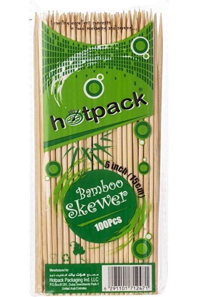 Hotpack Bamboo Skewers, 6-Inch, 100 Pieces