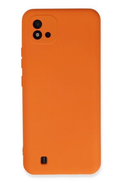 Khayra حافظة ريلمي C11 2021 من السيليكون المخملي الداخلي - برتقالي - (5796) - ESZAOC9753-9555