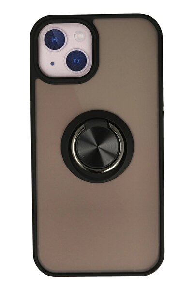 VINTESSY غطاء سيليكون لهاتف آيفون 13 مع حلقة مونتريال - أسود - (5796) - VOANFD1515-8362