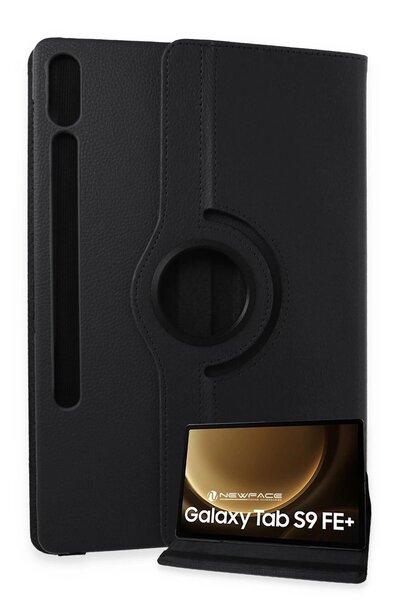 Khayra Samsung Galaxy X610 Tab S9 Fe Plus 12.4 Case 360 Tablet Leather Case - Black-(579 - Eszaoc5372-2