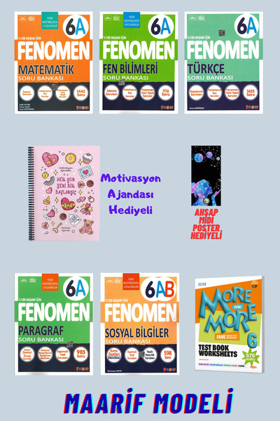 Fenomen Yayıncılık 6.Sınıf Mat A+Fen A+Türk A+Sos+Paragraf A+İngilizce Soru+M...