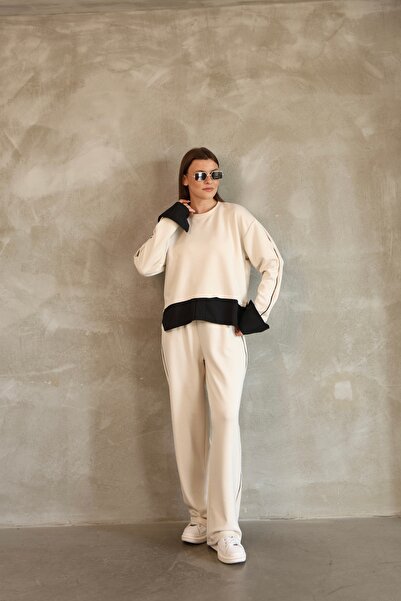 sportiness Modal Tracksuit Set with Piping Detail and Terry Cotton Garnish