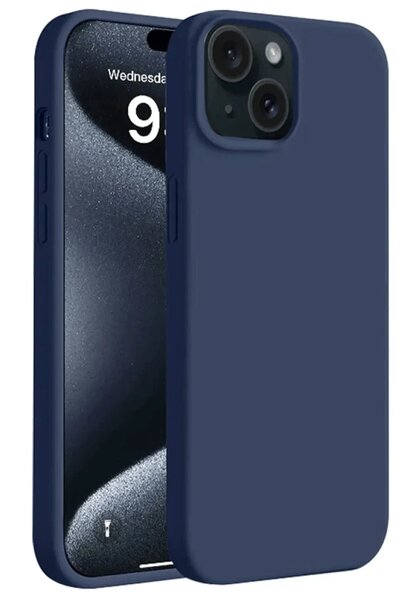 lowell home iPhone 15 Plus Case First Silicone - Navy Blue-(5796) - Loho5377-1323