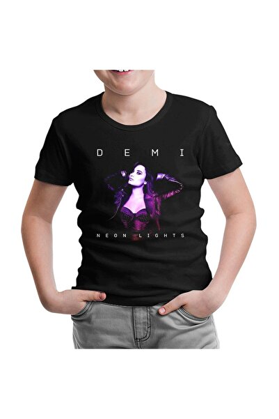 Lord T-Shirt ديمي لوفاتو - تي شيرت أسود للأطفال بأضواء النيون