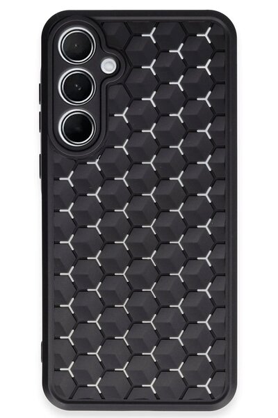 Khayra غطاء حماية لهاتف سامسونج جالاكسي A55 5G من السيليكون على شكل قرص العسل - أسود-(5796) - ESZAOC3273-6200