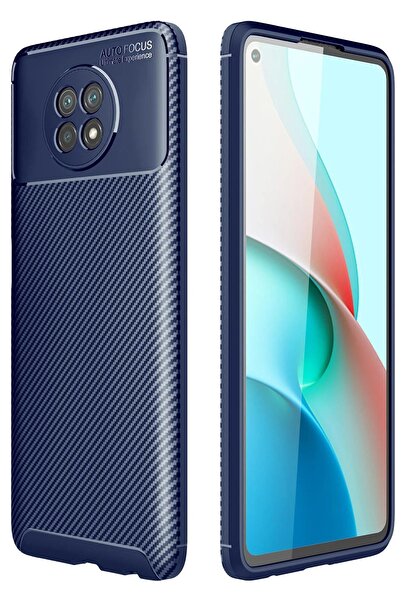 Khayra غطاء حماية لهاتف Xiaomi Redmi Note 9 5G غطاء كربوني بتركيز تلقائي - أزرق داكن-(5796) - ESZAOC7088-5810