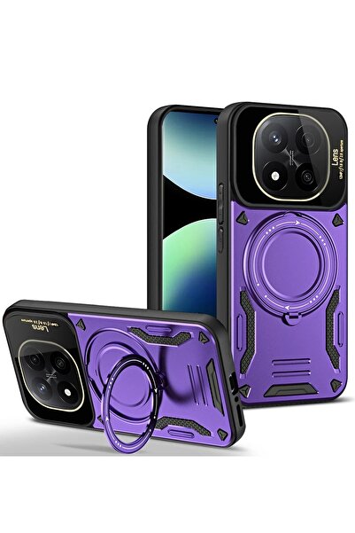 Khayra غطاء حماية لهاتف شاومي ريدمي نوت 14 برو 5G مع حامل للعدسة - بنفسجي-(5796) - ESZAOC7490-5803