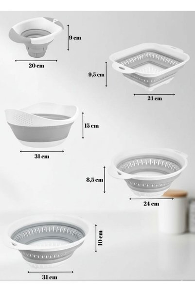 Jet's Home مجموعة مصفاة قابلة للطي مكونة من 5 قطع - تصميم أكورديون عملي وموفر للمساحة