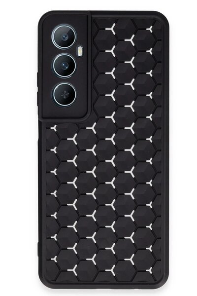 Khayra غطاء حماية من السيليكون على شكل قرص العسل لهاتف Realme C65 - أسود-(5796) - ESZAOC7302-3125