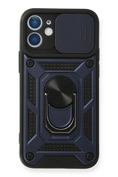 feifei حافظة آيفون 12 من السيليكون مع حلقة عدسة بارس - أزرق داكن - (5796) - VOANFD7959-4082