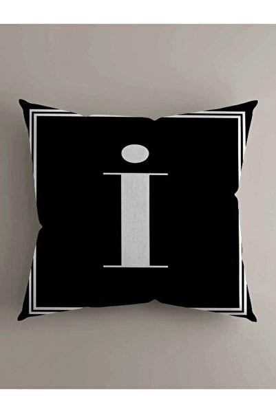 ALAMODECOR Husă de pernă digitală cu două fețe cu litere cu imprimeu - Litera I - (1 BUC)43x43 Cm