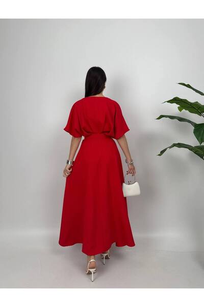 SANDIK Kırmızı Kemerli Elbise