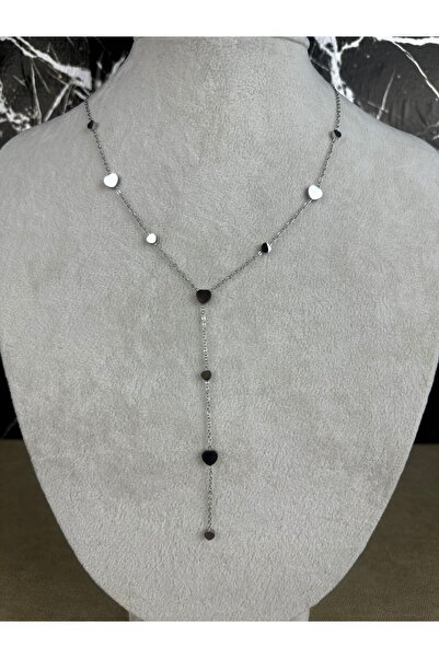 Mutenaura قلادة فضية على شكل حرف Y من الفولاذ