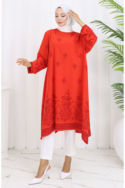 sefamerve Τουνίκ με σχέδιο 1012-06 Λουλούδι Ρόδι