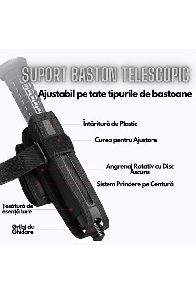 Hipolar Port Baston Telescopic, Rotativ, Toc tip Holster, Ajustabil cu Prindere pe Centura sau Chinga Molle