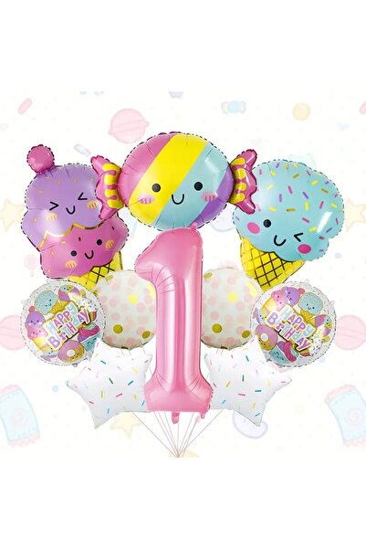 DÜVENCİ TİCARET مجموعة من 10 بالونات فويل دائرية على شكل كرات للحلوى والآيس كريم