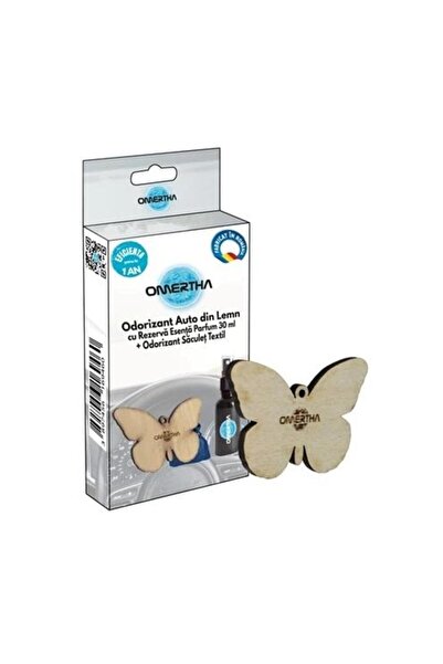 Omertha Odorizant auto OME40, formă fluture, din lemn, sticluță 30 ml, esență de parfum Lavanda
