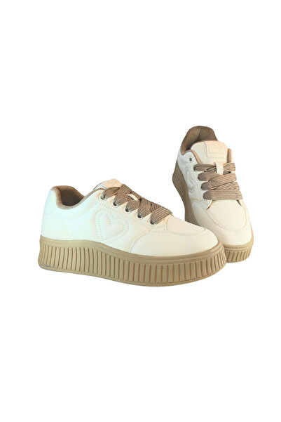 Guja Kadın Deri Sneaker Bağcık Kapamalı Kalp Detaylı Peluş İç Astarlı Günlük ...