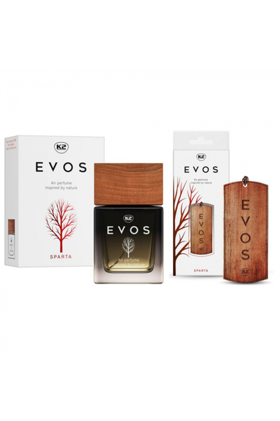 K2 Pachet parfum auto Evos Sparta 50 ml + odorizant auto pandantiv din lemn E...