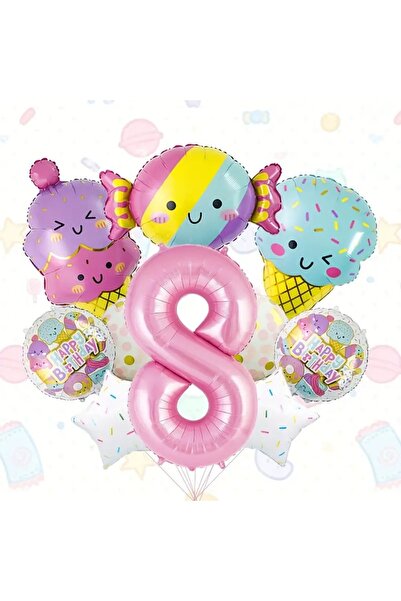 DÜVENCİ TİCARET مجموعة من 10 بالونات فويل دائرية على شكل كرات للحلوى والآيس كريم