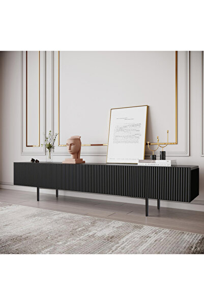 EGEALP MOBİLYA modern tv ünitesi, MDF, çizgi kapaklı, salon takımı 180x30x45