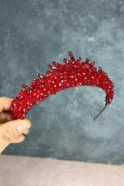 Fiyonks Atölye Velvet Premium Bridal Crown, Luxury Henna, Wedding Crown