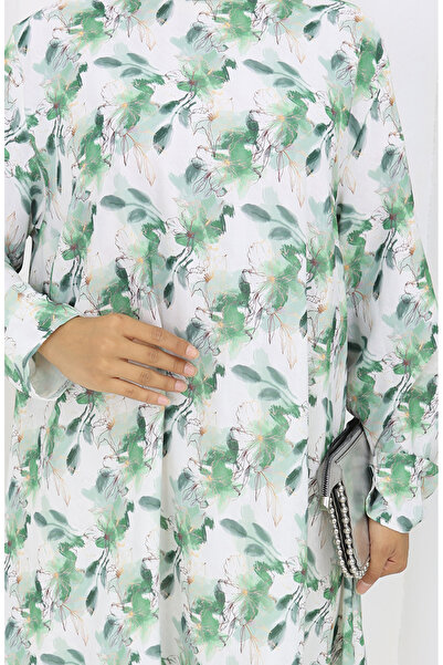 sefamerve Τούνικ με σχέδιο κρεπ 1014-03 Πράσινο