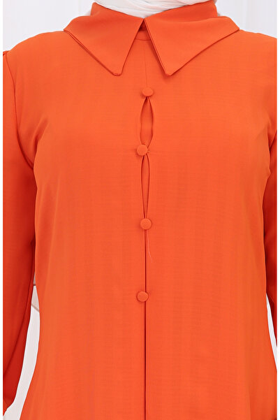 sefamerve Baskı Düğmeli Tunik 1102-06 Oranj
